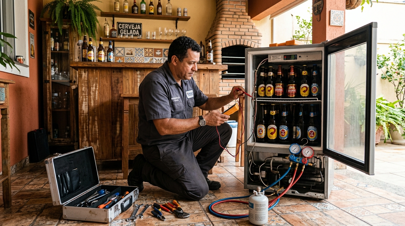 Recarga de gás refrigerante de cervejeira em Contagem‑MG
